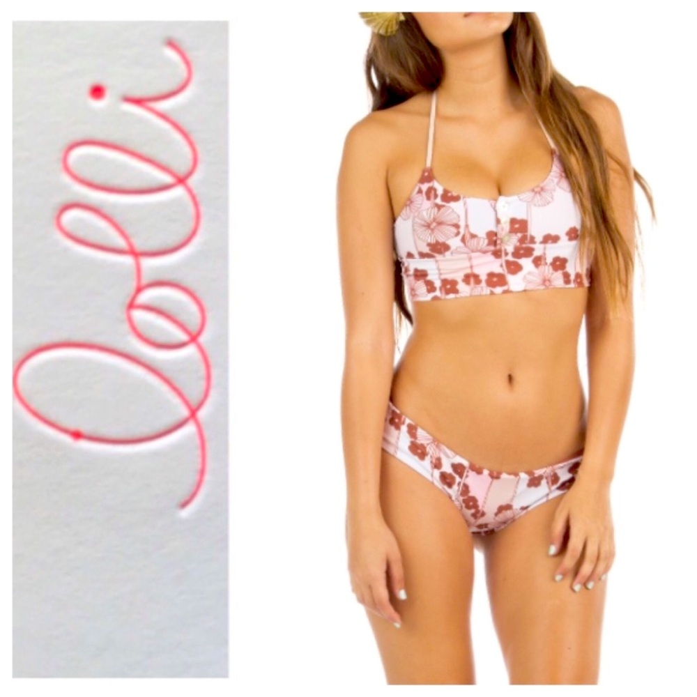 NWT LOLLI Button Down Halter Dream Lover Swim Top, Daisy Print, Small